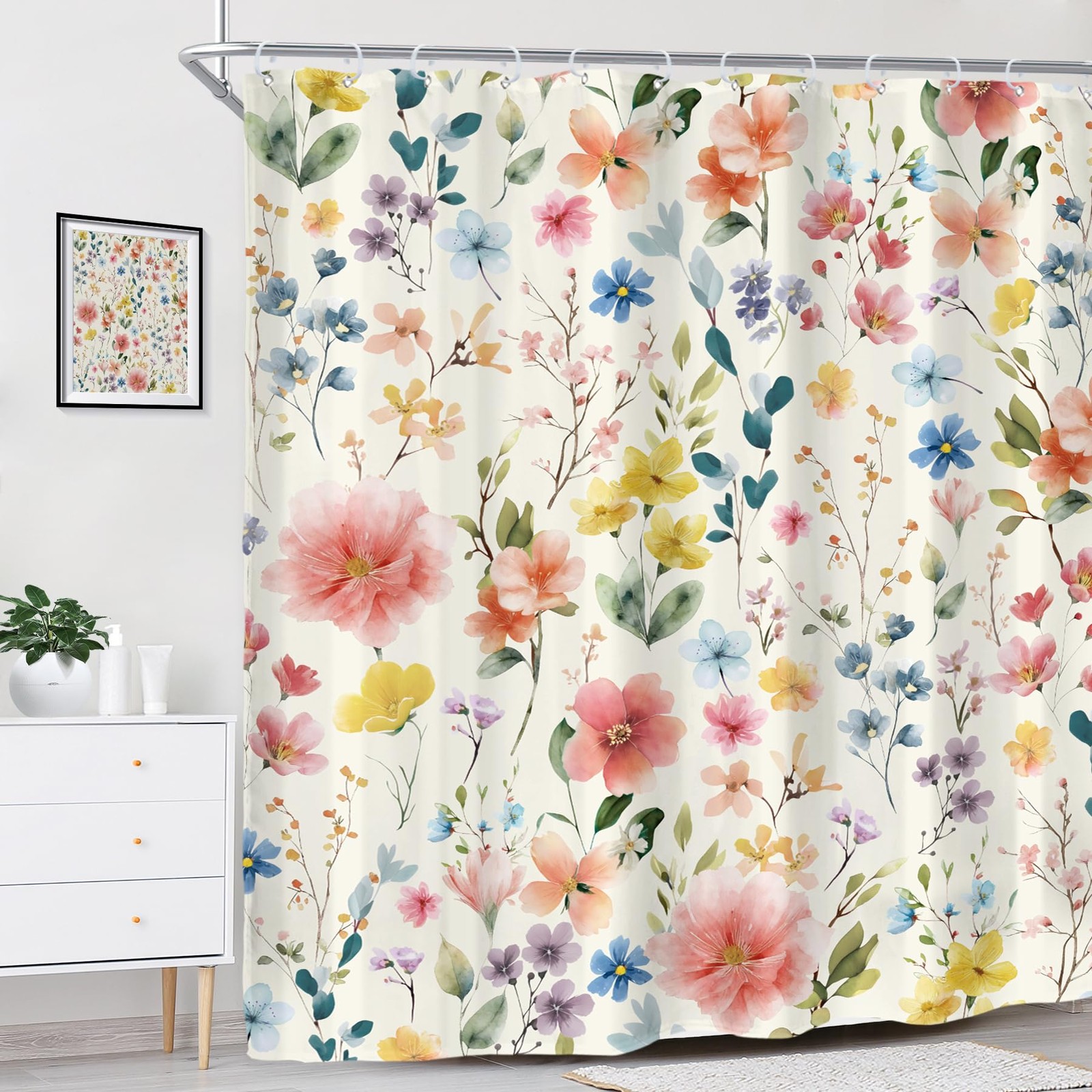 Custom Printed Bath Curtain — custom printed polyester bath curtain detail view