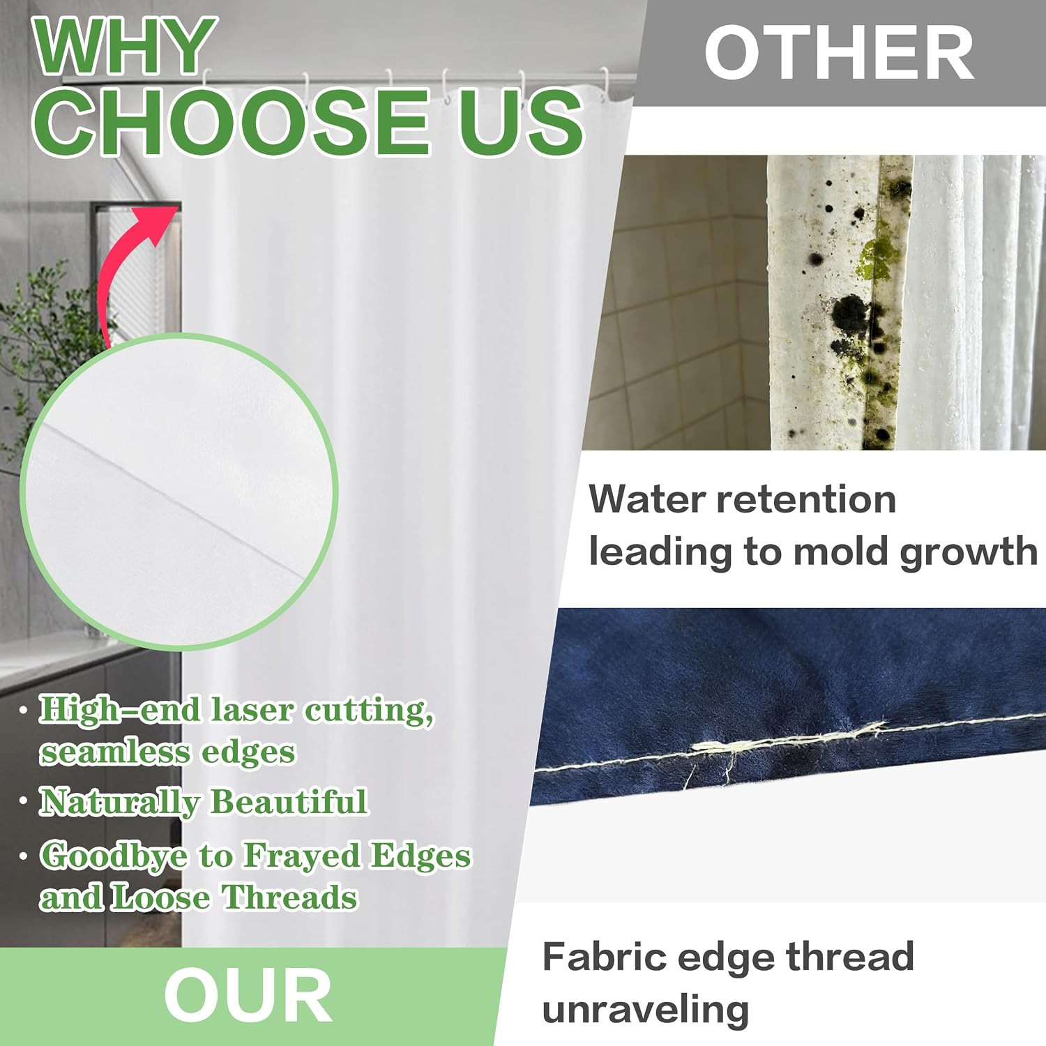 Custom Printed Bath Curtain — custom printed polyester bath curtain detail view