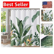Shower Curtain Tropical Green Plant Shower Curtains for Bathroom, Leaf Shower... — custom printed polyester bath curtain