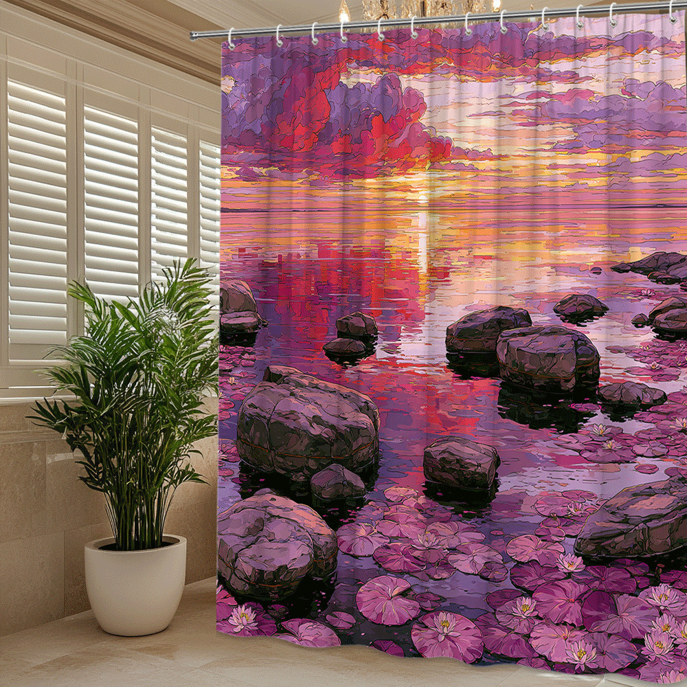 Custom Printed Bath Curtain — custom printed polyester bath curtain detail view