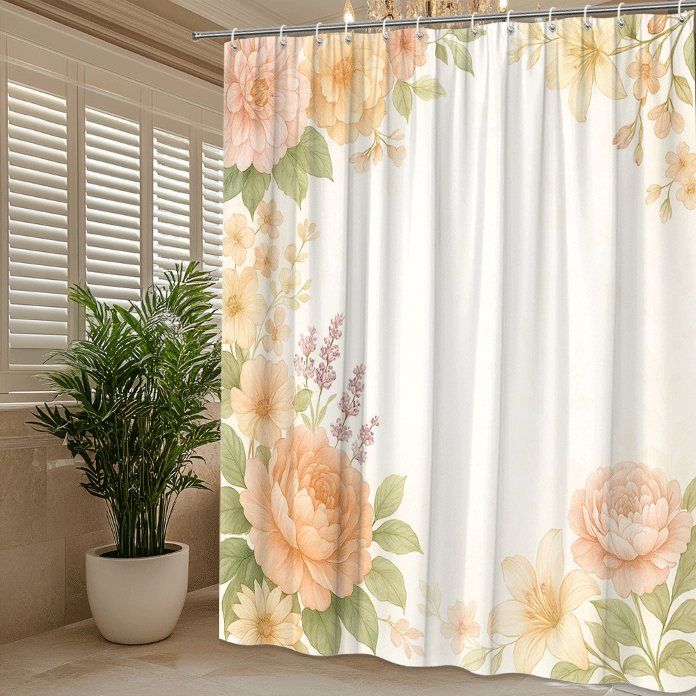 Custom Printed Bath Curtain — custom printed polyester bath curtain detail view