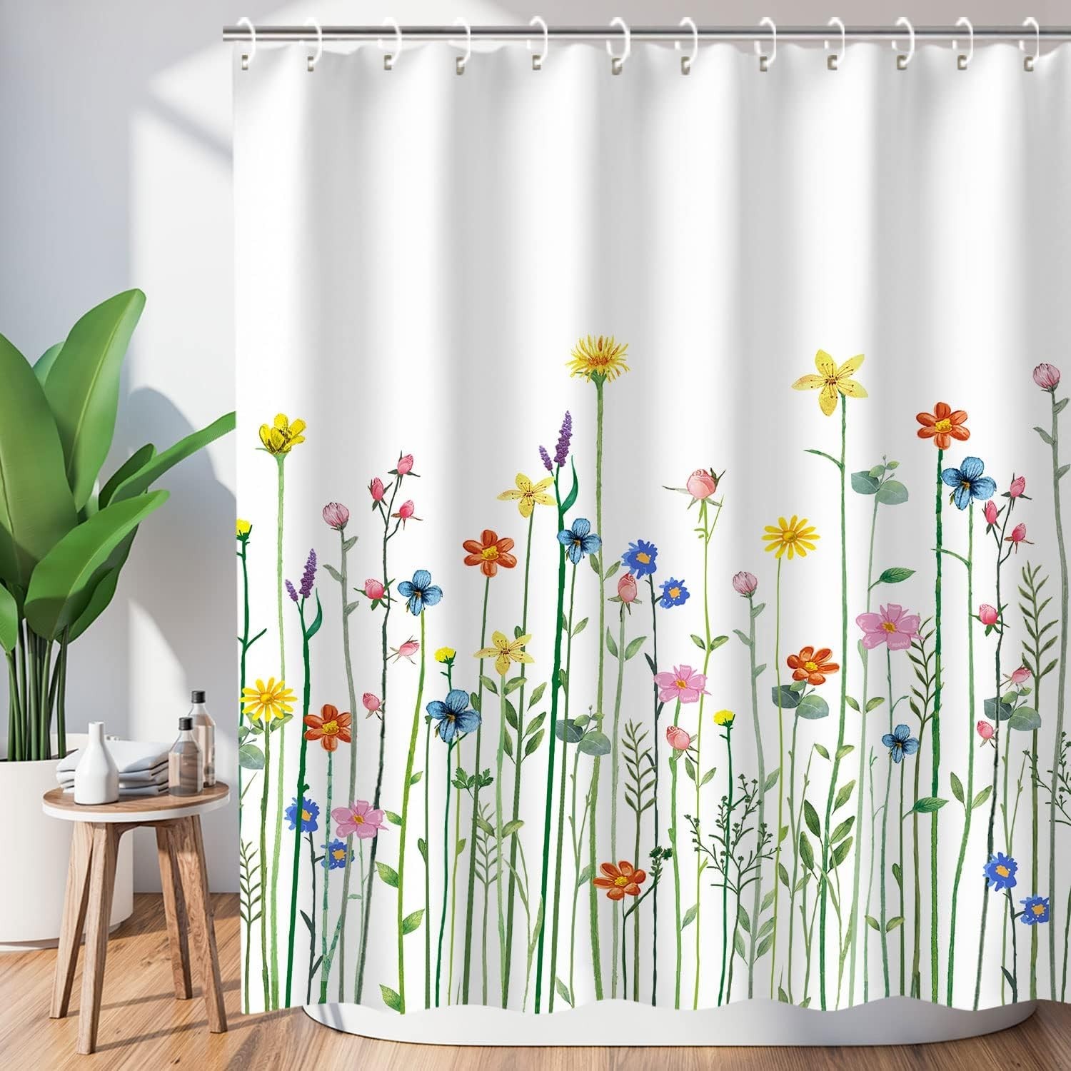 Custom Printed Bath Curtain — custom printed polyester bath curtain detail view