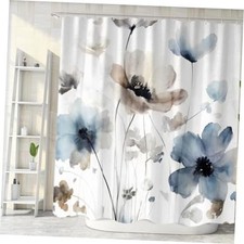Boho Floral Shower Curtain Tan Beige Blue Grey 72"W x 72"L (Pack of 1) Cream — custom printed polyester bath curtain
