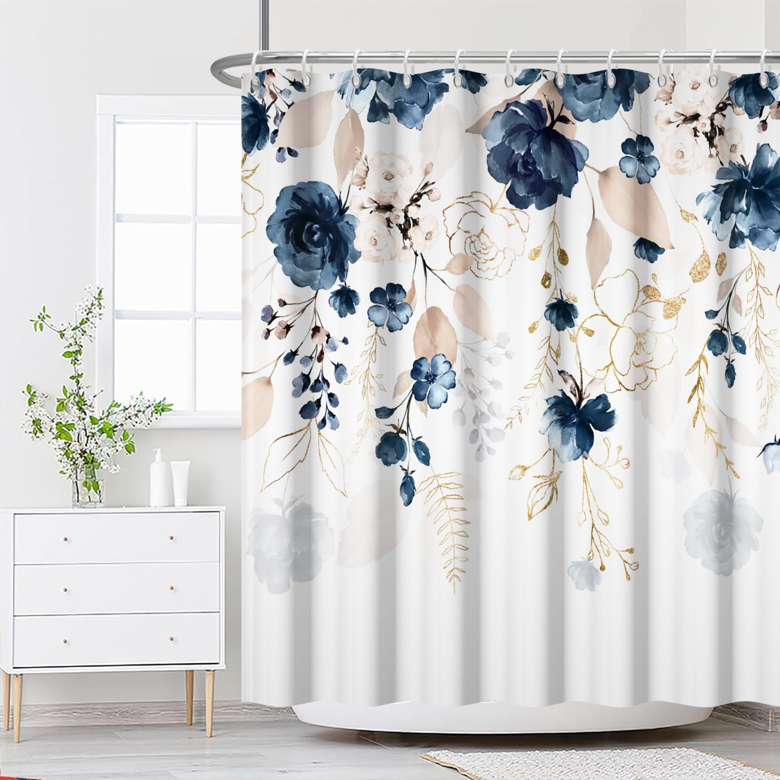 Custom Printed Bath Curtain — custom printed polyester bath curtain detail view