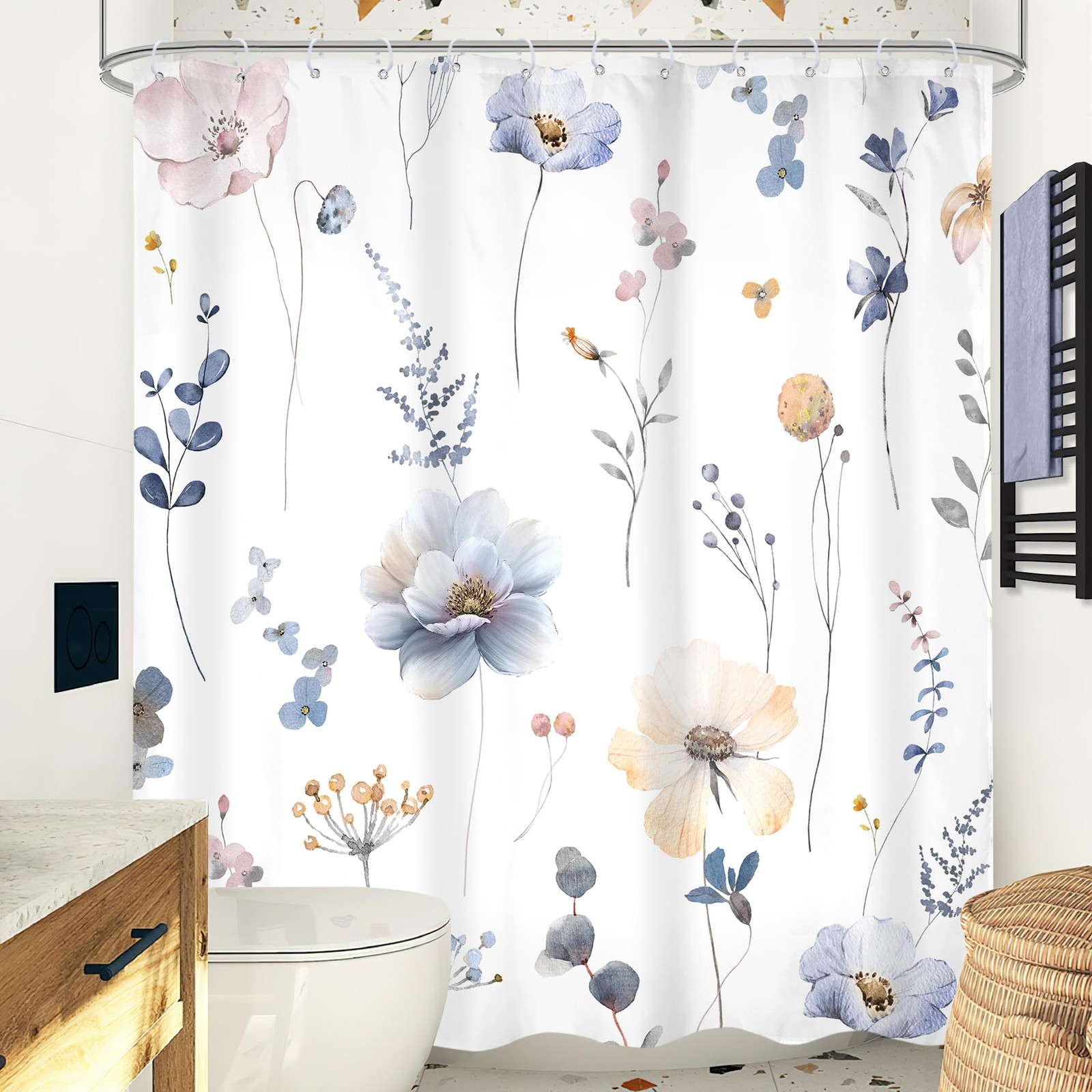 Custom Printed Bath Curtain — custom printed polyester bath curtain detail view