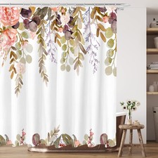 Aesthetic Blooming Floral Shower Curtain Watercolor Pink Flower 72x72 In — custom printed polyester bath curtain