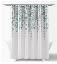 Lush Decor Spring Weeping Flowers Fabric Shower Curtain 72 x 72 Blue & Gray — custom printed polyester bath curtain