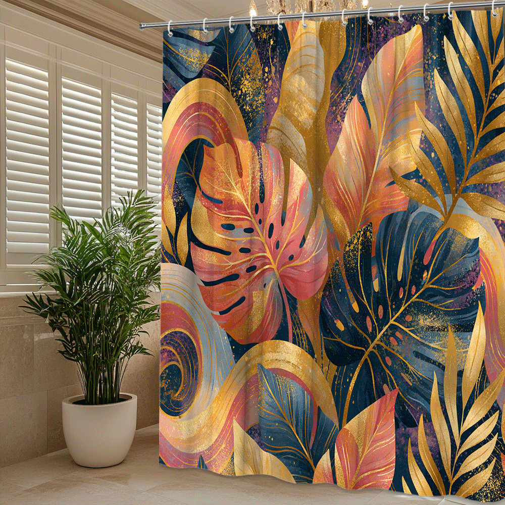 Custom Printed Bath Curtain — custom printed polyester bath curtain detail view