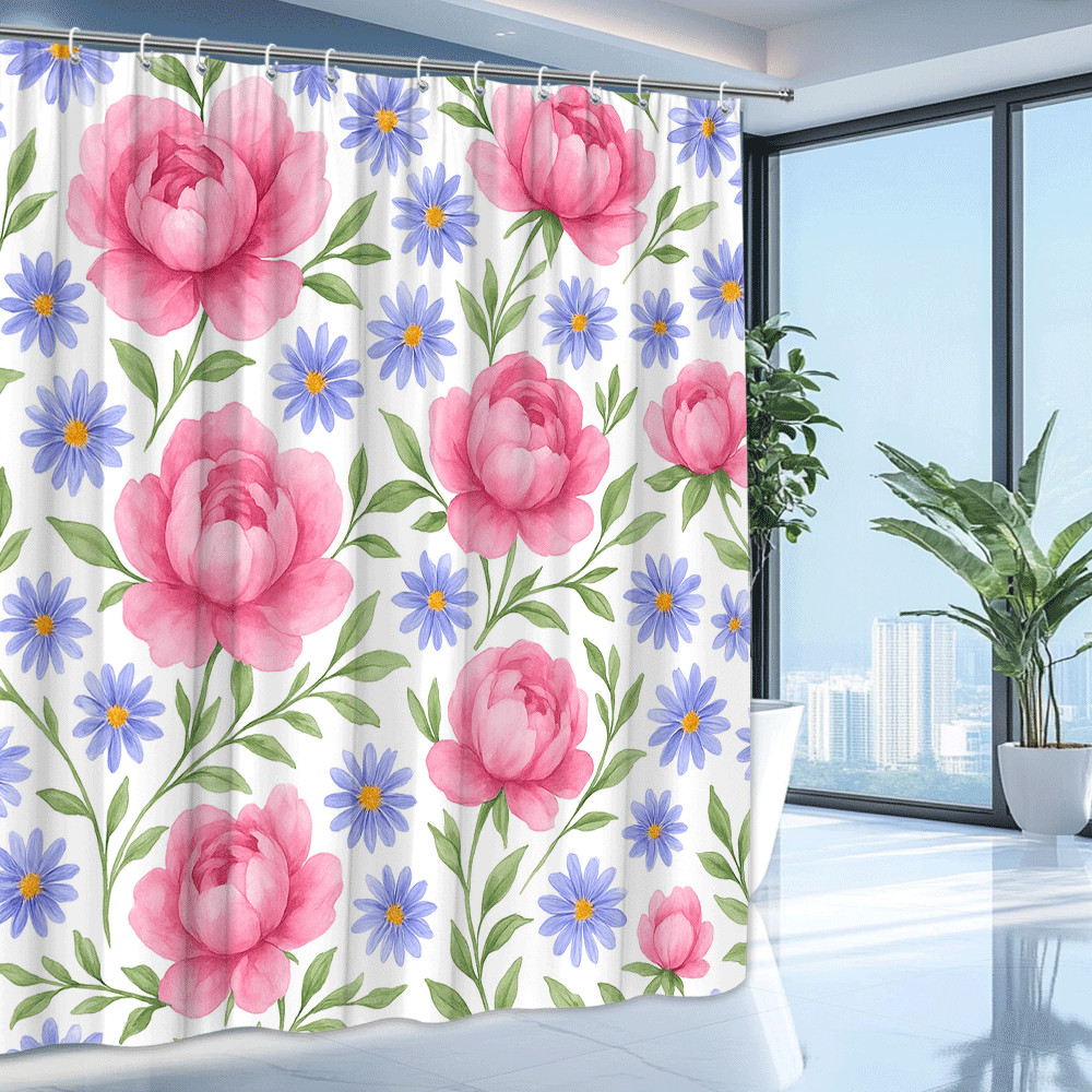 Custom Printed Bath Curtain — custom printed polyester bath curtain detail view