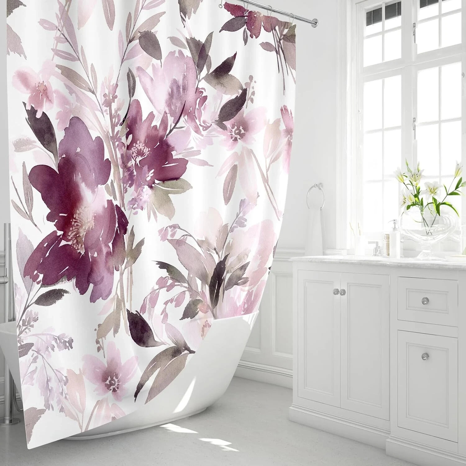 Custom Printed Bath Curtain — custom printed polyester bath curtain detail view