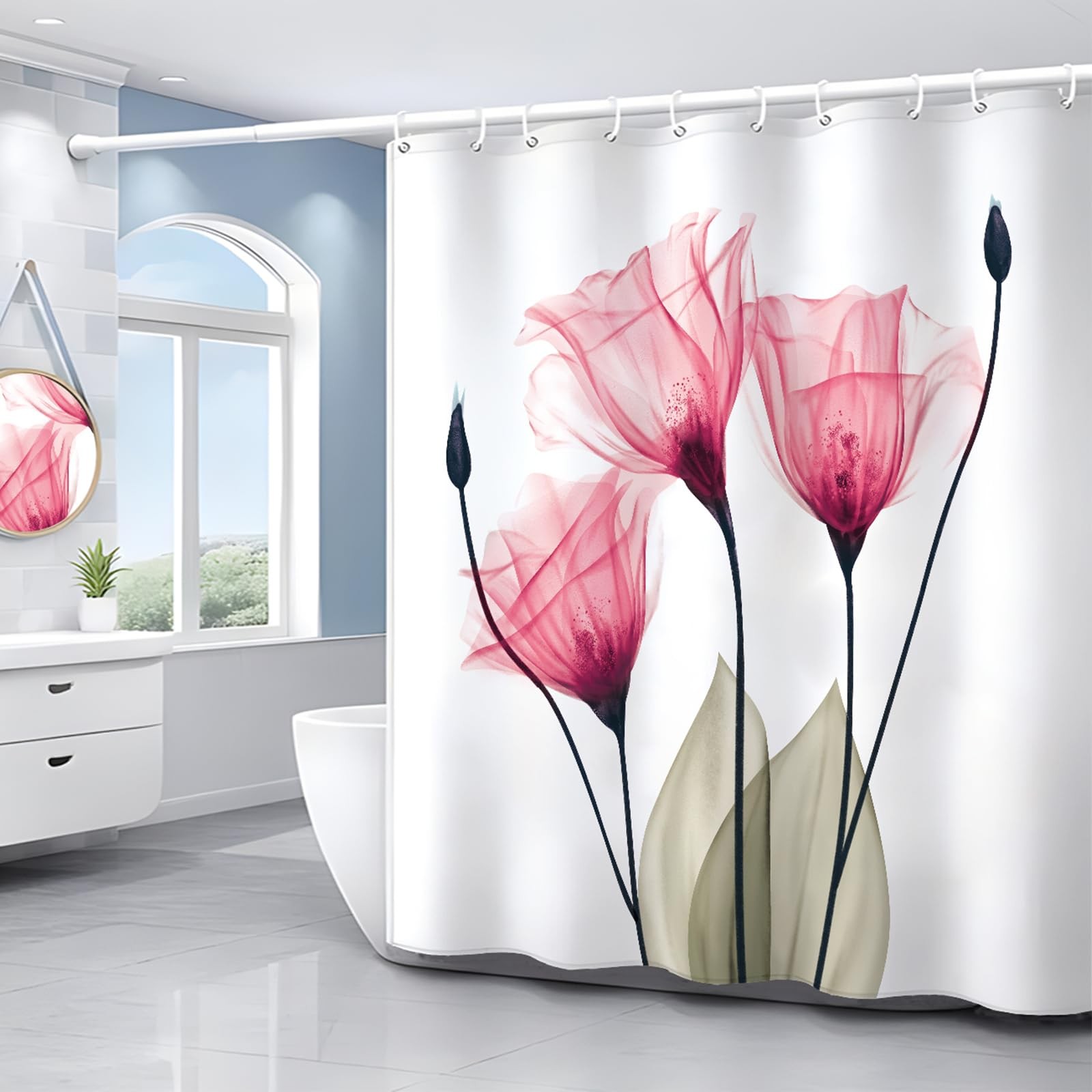 Custom Printed Bath Curtain — custom printed polyester bath curtain detail view