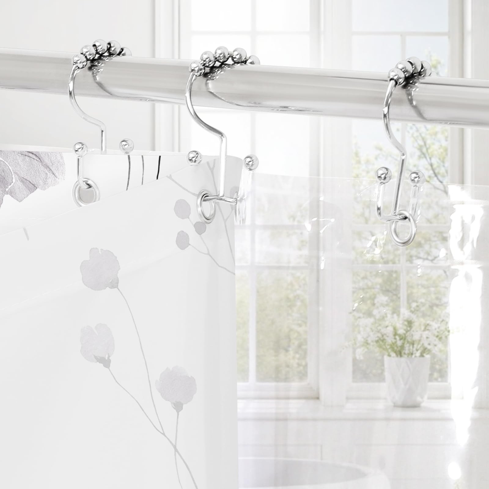 Custom Printed Bath Curtain — custom printed polyester bath curtain detail view