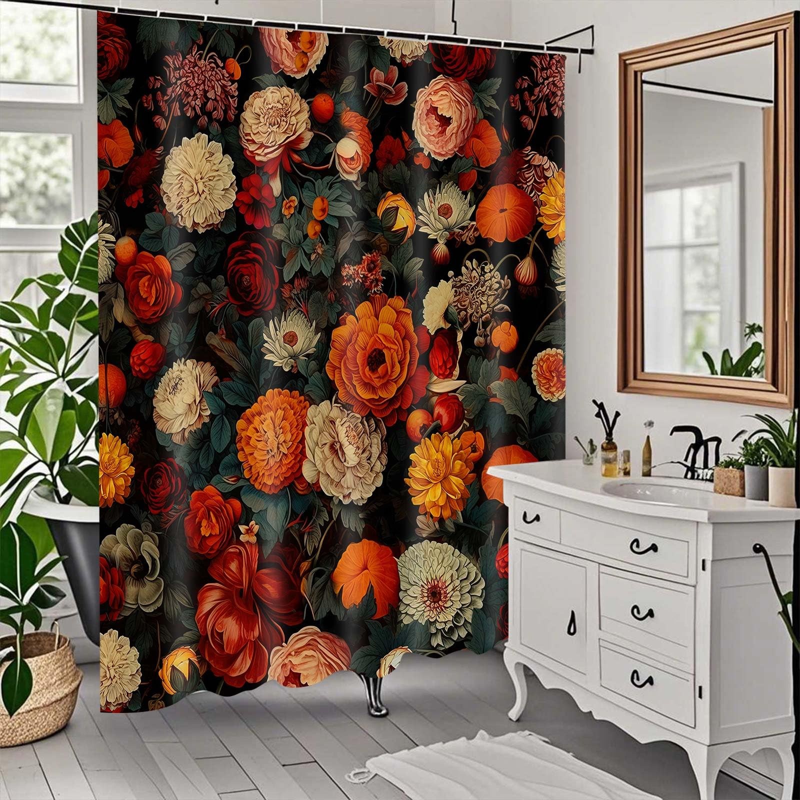Custom Printed Bath Curtain — custom printed polyester bath curtain detail view