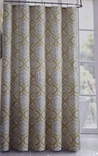 VCNY Dream Home Yellow Shower Curtain with Rings and Liner — custom printed polyester bath curtain
