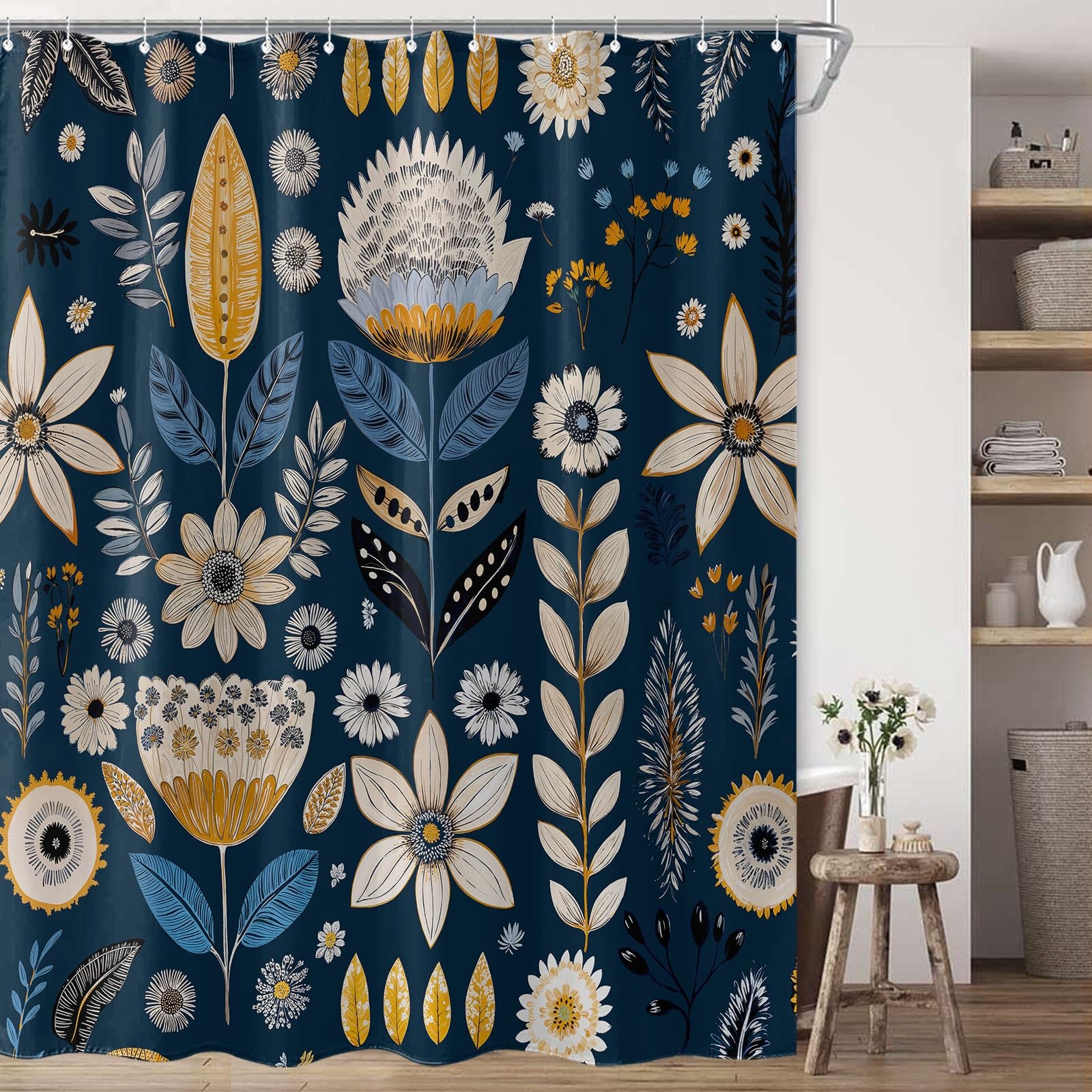 Custom Printed Bath Curtain — custom printed polyester bath curtain detail view