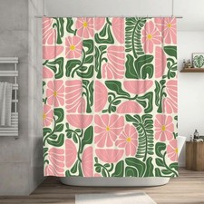 Mid Century Modern Abstract Geometric 72"W x 72"L (Pack of 1), Floralleaves — custom printed polyester bath curtain