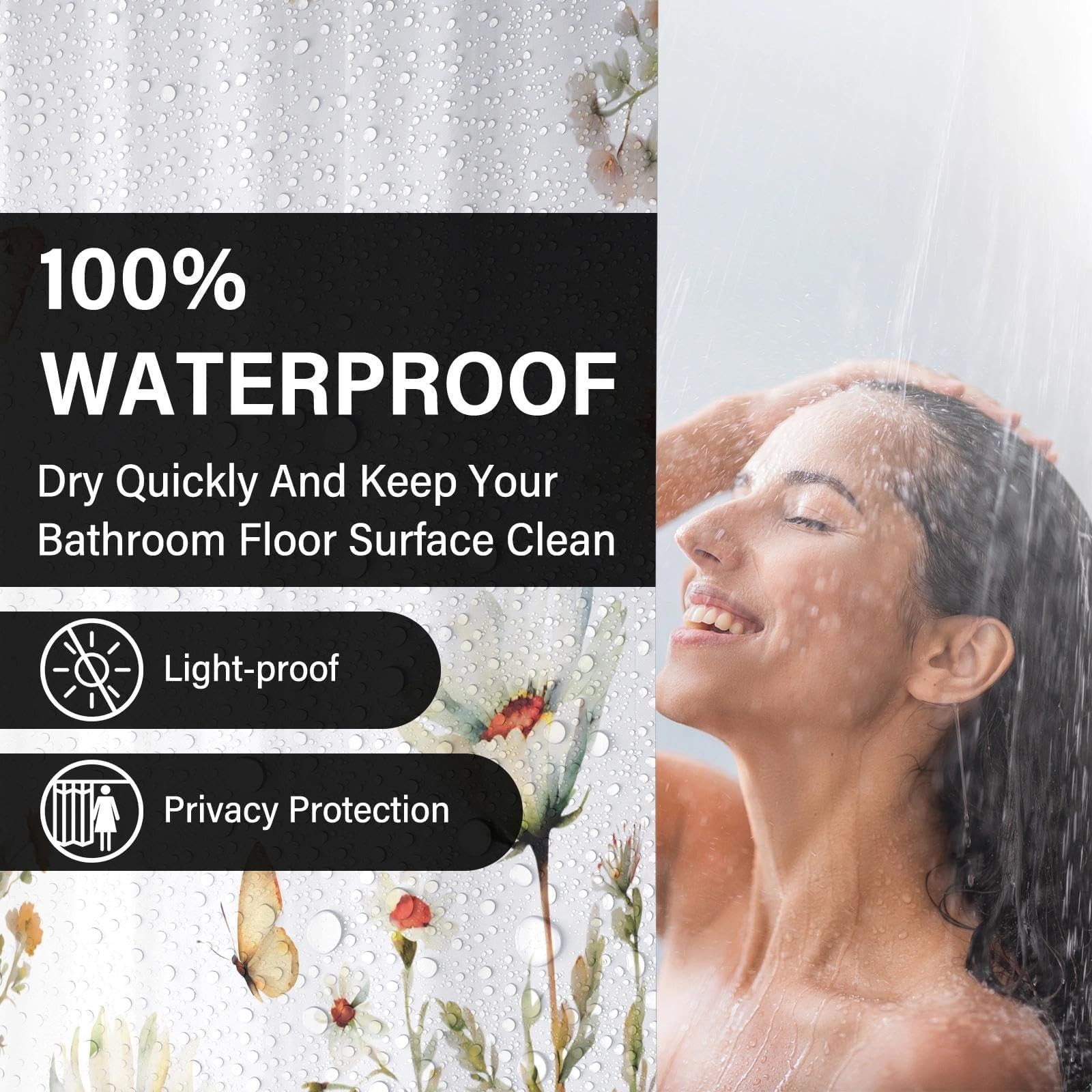 Custom Printed Bath Curtain — custom printed polyester bath curtain detail view