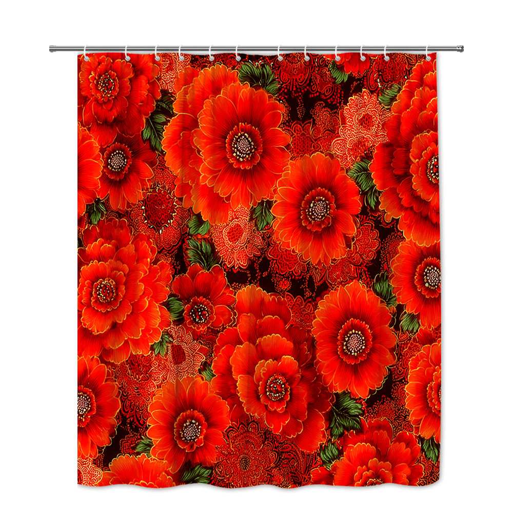 Custom Printed Bath Curtain — custom printed polyester bath curtain detail view