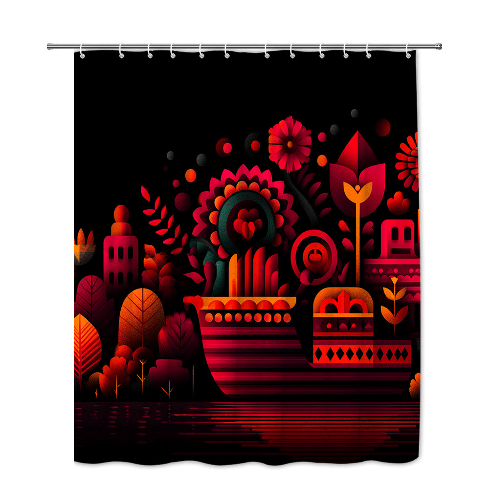 Custom Printed Bath Curtain — custom printed polyester bath curtain detail view