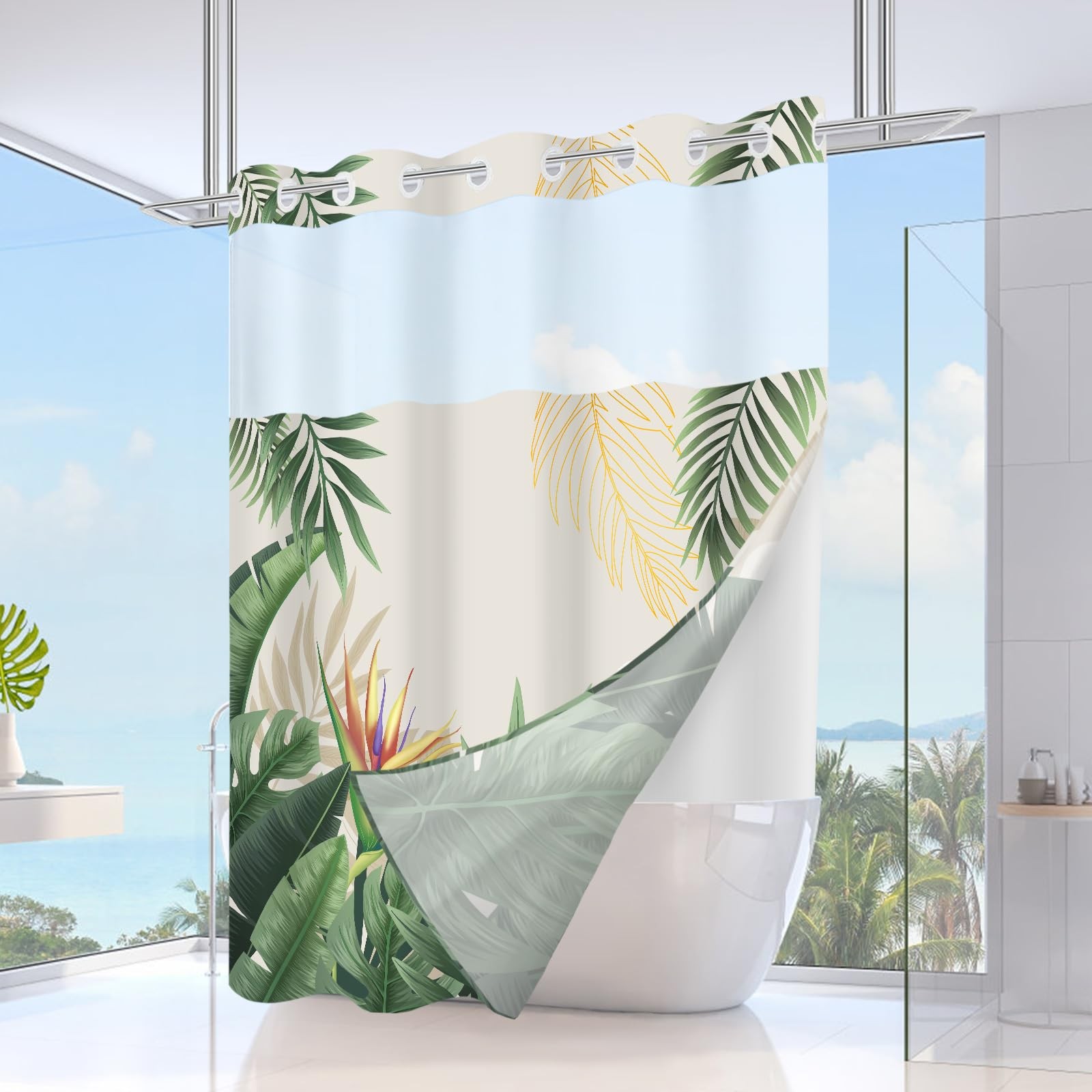 Custom Printed Bath Curtain — custom printed polyester bath curtain detail view
