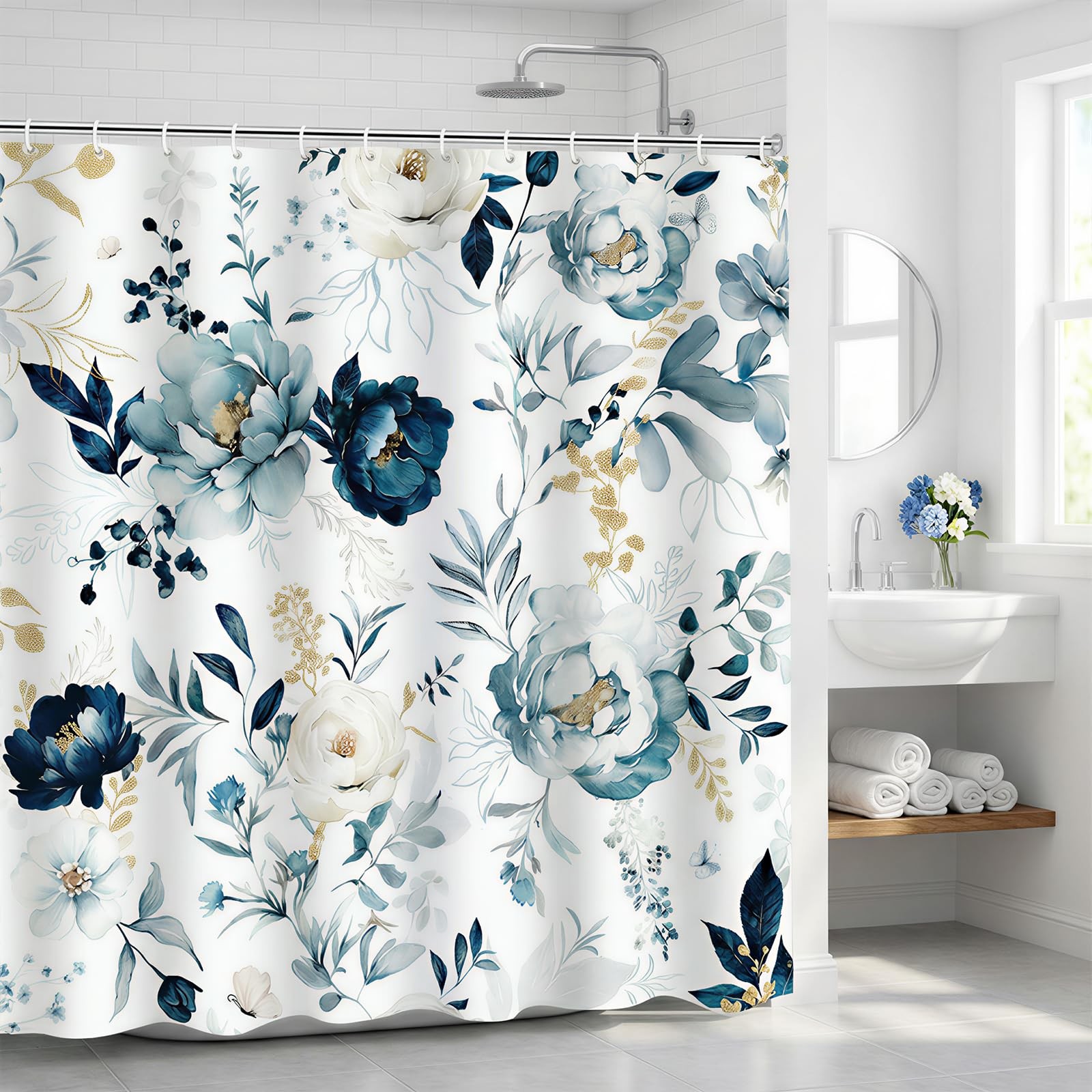 Custom Printed Bath Curtain — custom printed polyester bath curtain detail view