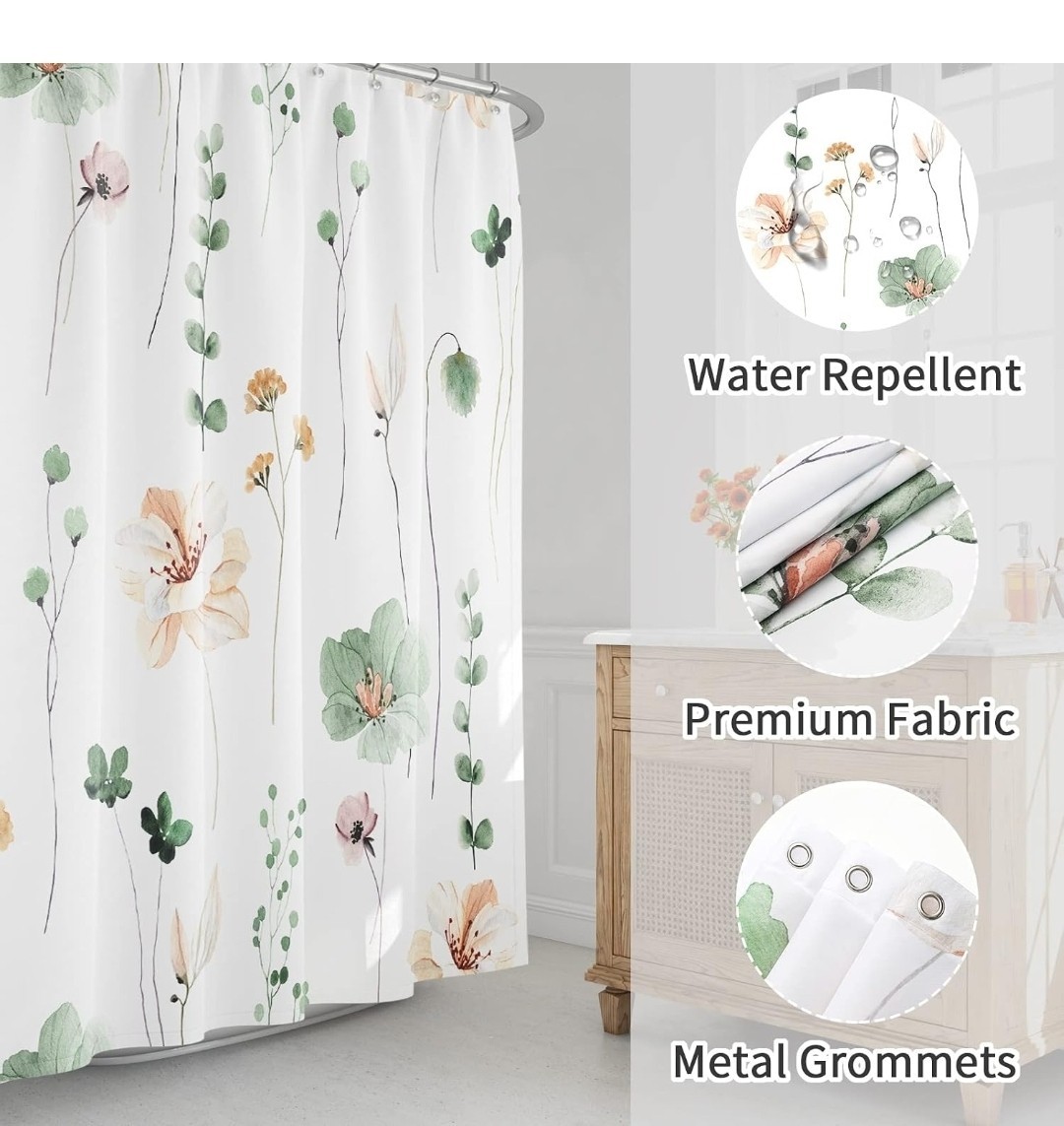Custom Printed Bath Curtain — custom printed polyester bath curtain detail view