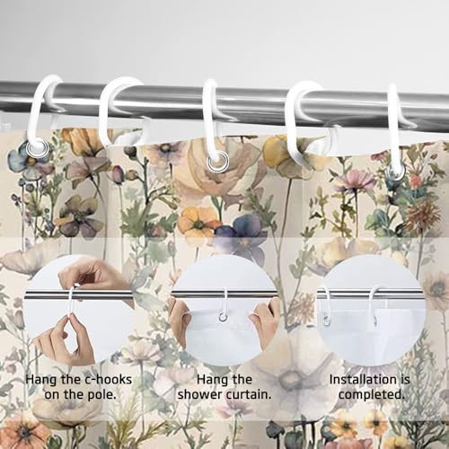 Custom Printed Bath Curtain — custom printed polyester bath curtain detail view