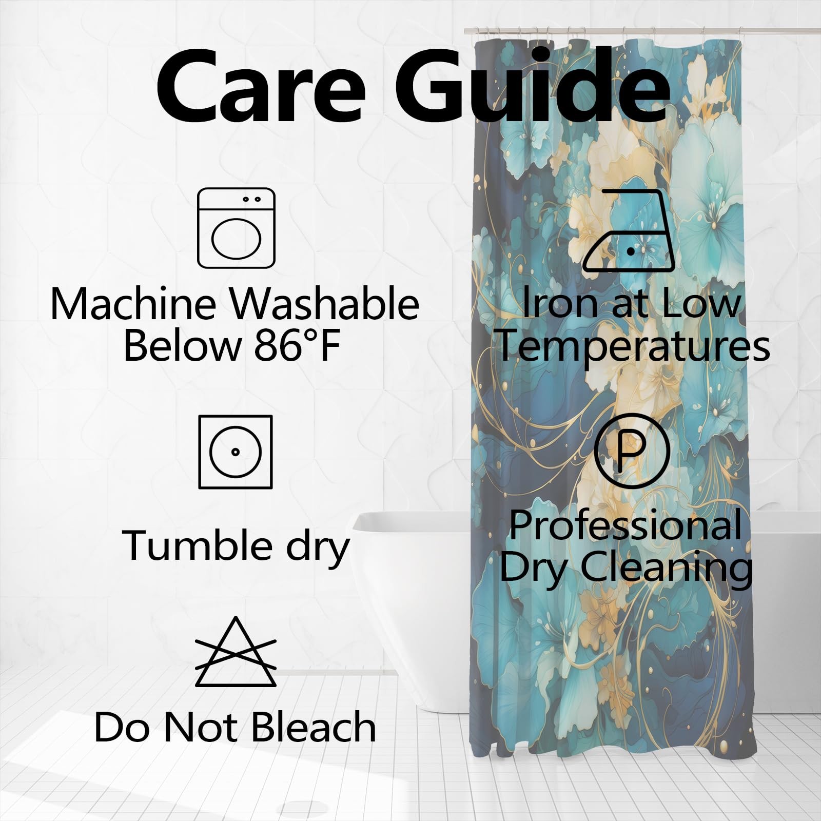 Custom Printed Bath Curtain — custom printed polyester bath curtain detail view