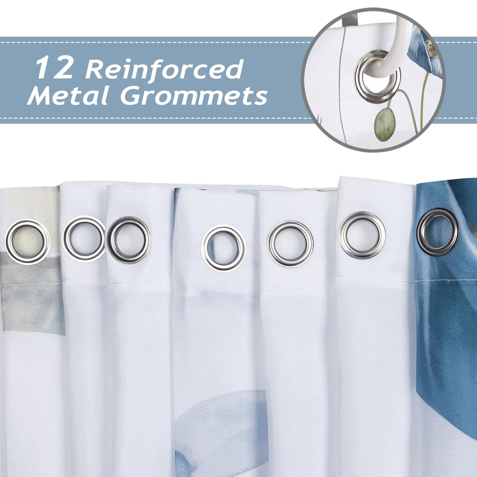 Custom Printed Bath Curtain — custom printed polyester bath curtain detail view