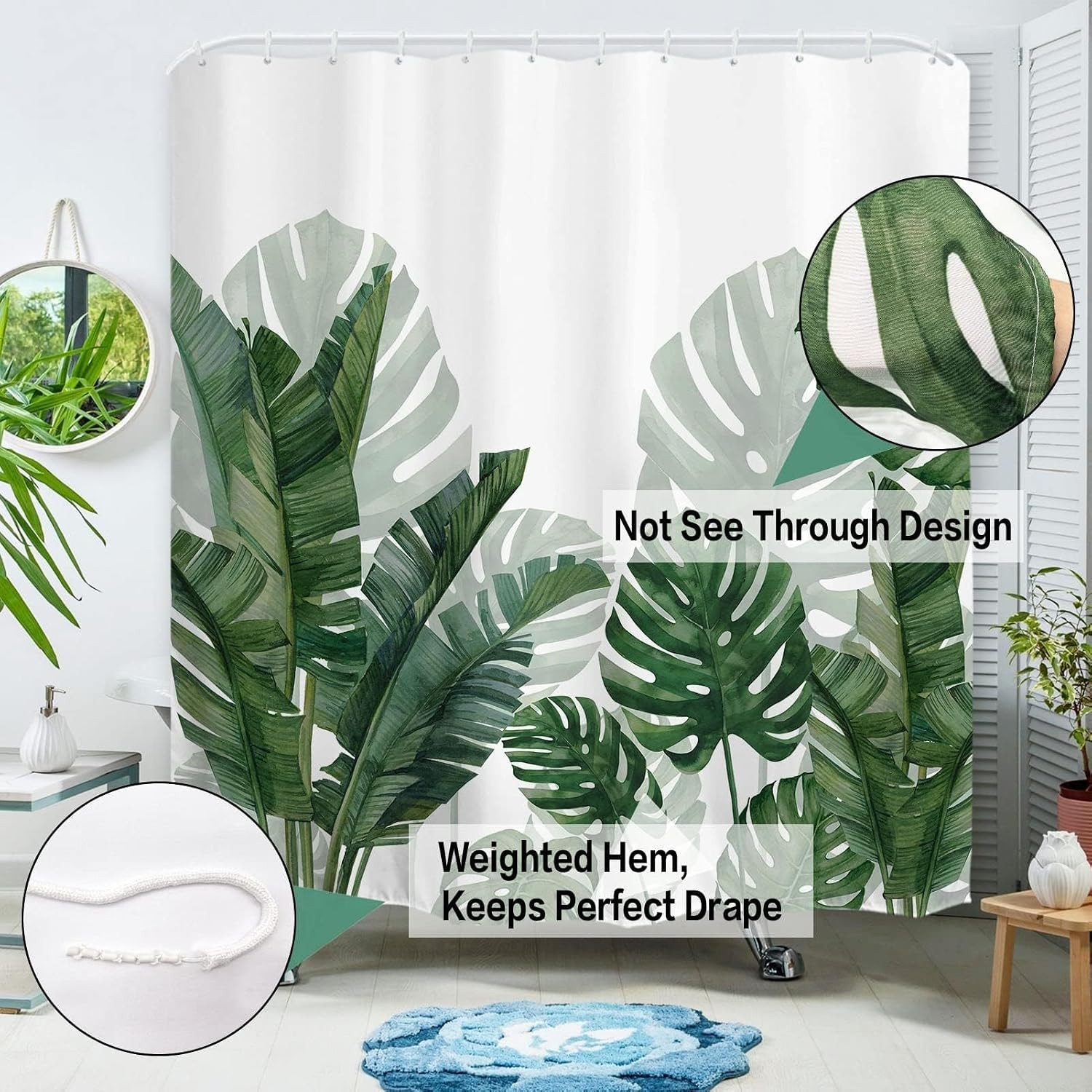 Custom Printed Bath Curtain — custom printed polyester bath curtain detail view