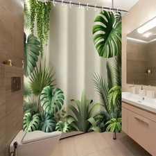 Tropical Palm Leaves Waterproof Shower Curtain Bathroom Decor Multi-size — custom printed polyester bath curtain