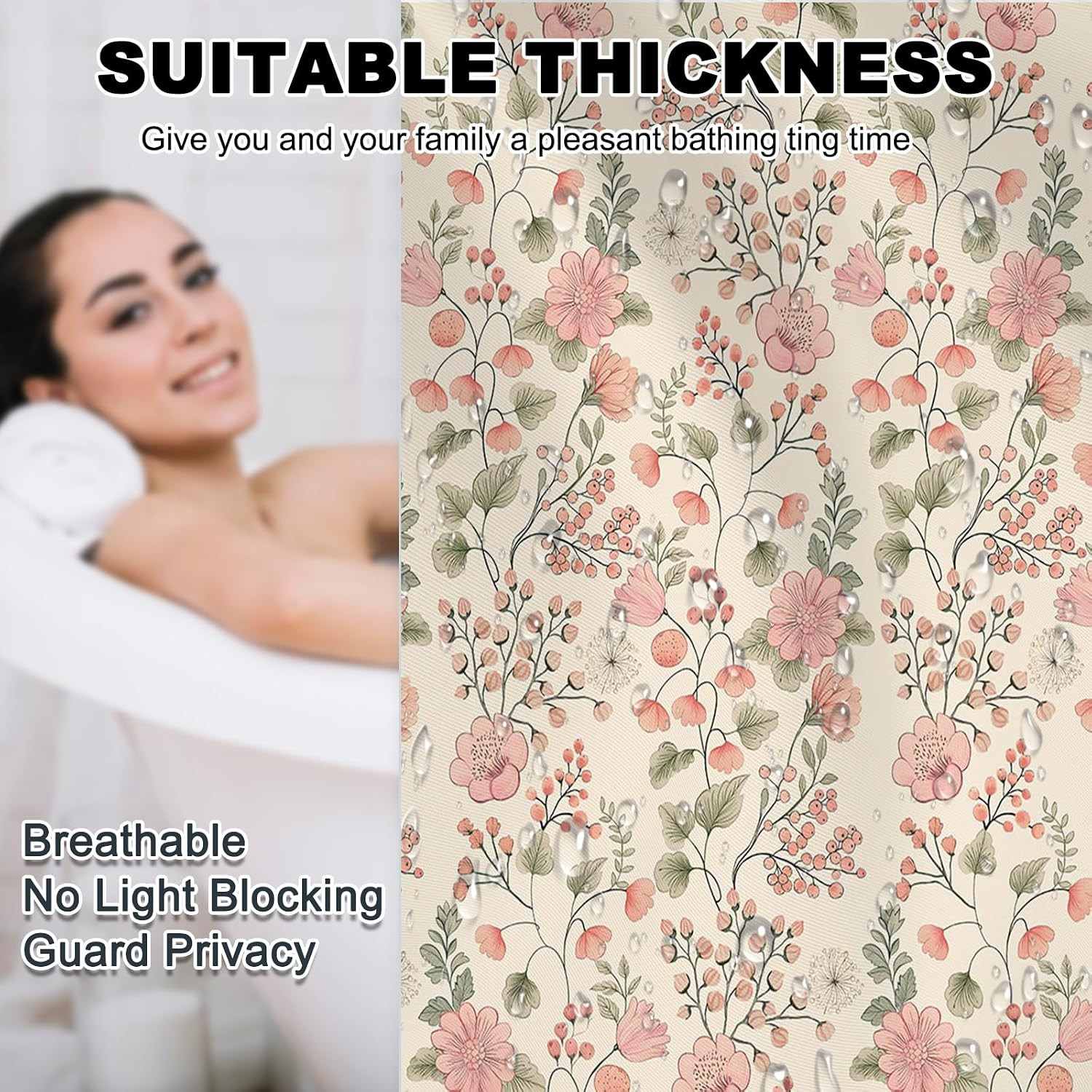 Custom Printed Bath Curtain — custom printed polyester bath curtain detail view