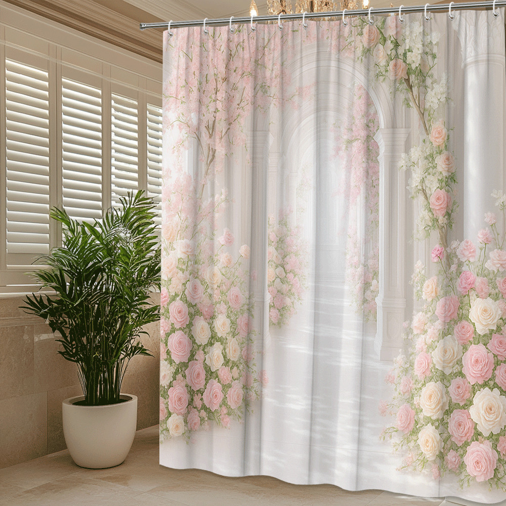 Custom Printed Bath Curtain — custom printed polyester bath curtain detail view