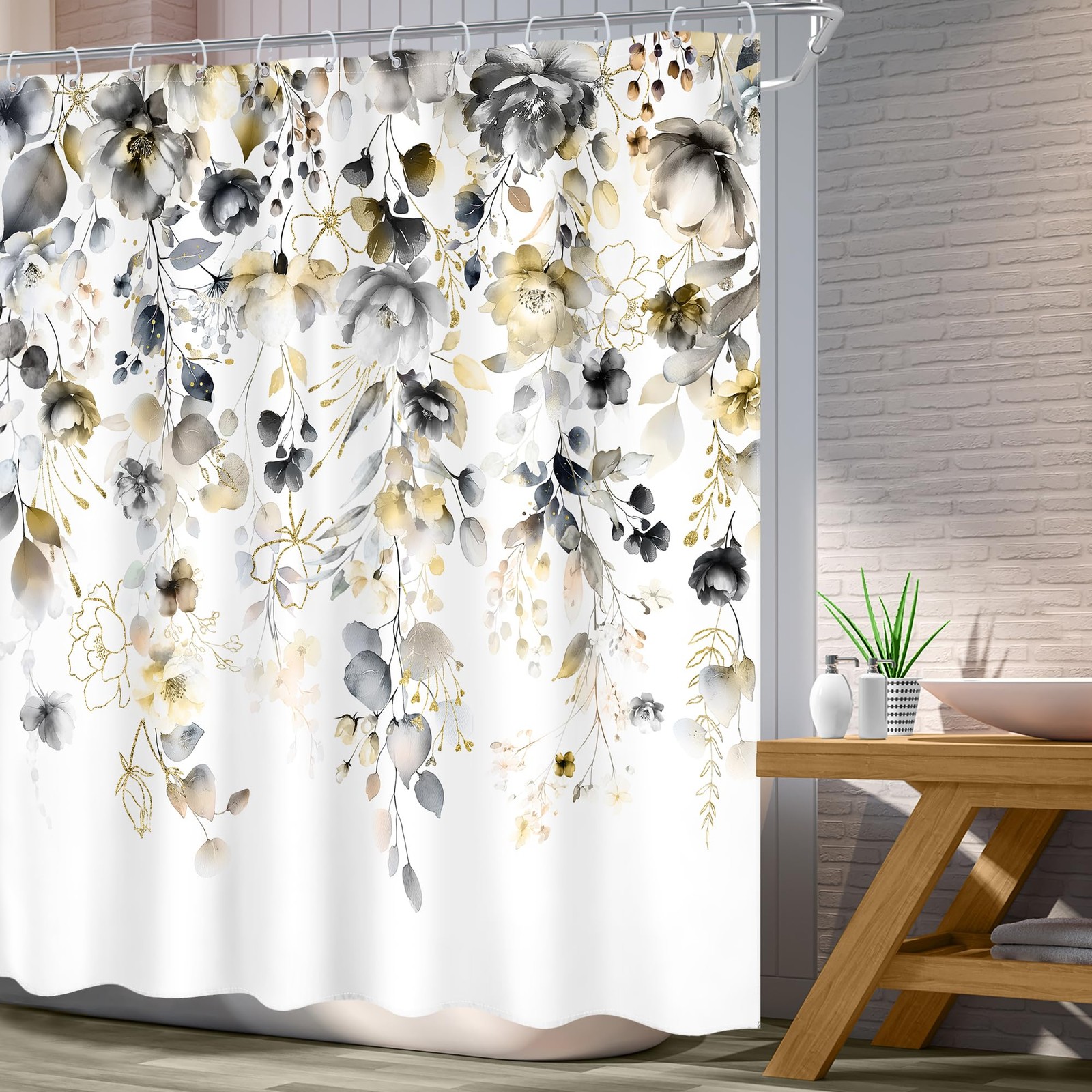 Custom Printed Bath Curtain — custom printed polyester bath curtain detail view