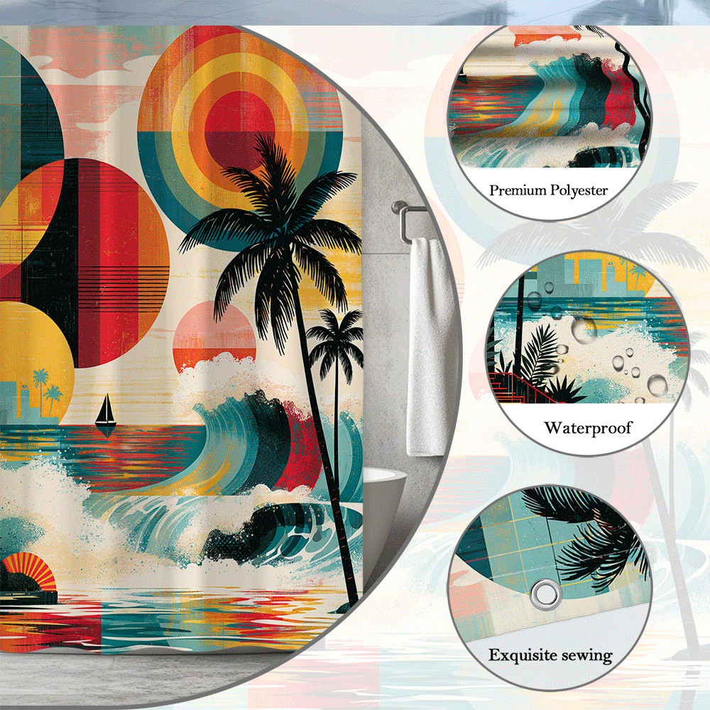 Custom Printed Bath Curtain — custom printed polyester bath curtain detail view
