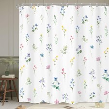 72x72 Inch Summer Wildflower Shower Curtain Pink Floral Waterproof With Hook — custom printed polyester bath curtain