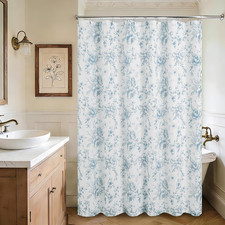 Floral Shower Curtain Waterproof Peony Bloom Blue 72X72 — custom printed polyester bath curtain