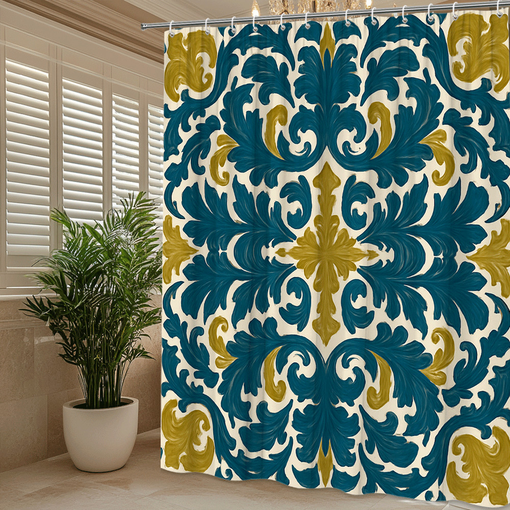 Custom Printed Bath Curtain — custom printed polyester bath curtain detail view