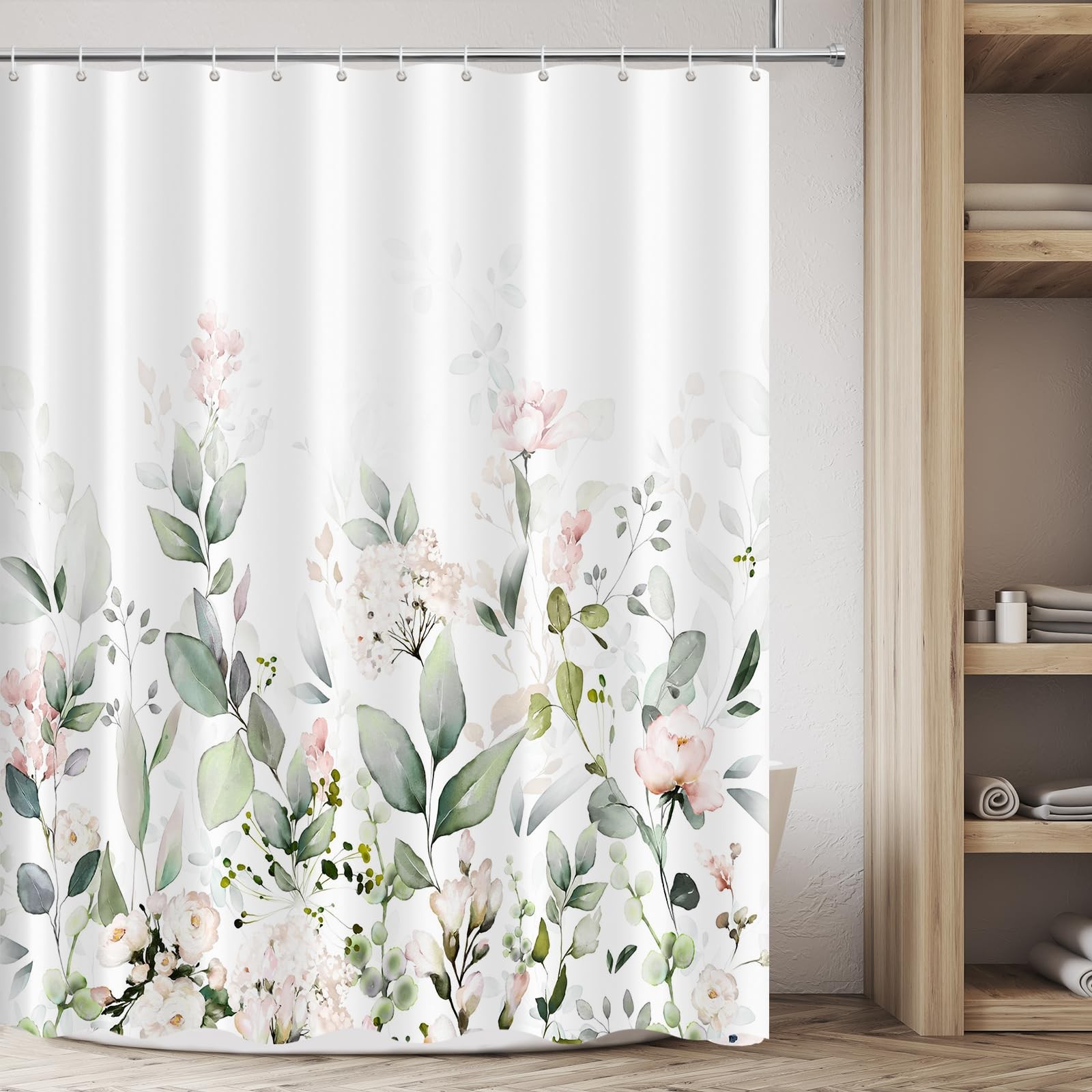 Custom Printed Bath Curtain — custom printed polyester bath curtain detail view