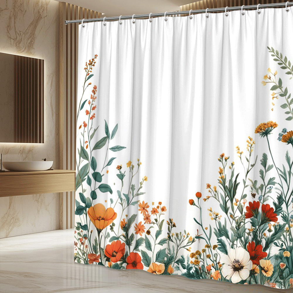 Custom Printed Bath Curtain — custom printed polyester bath curtain detail view