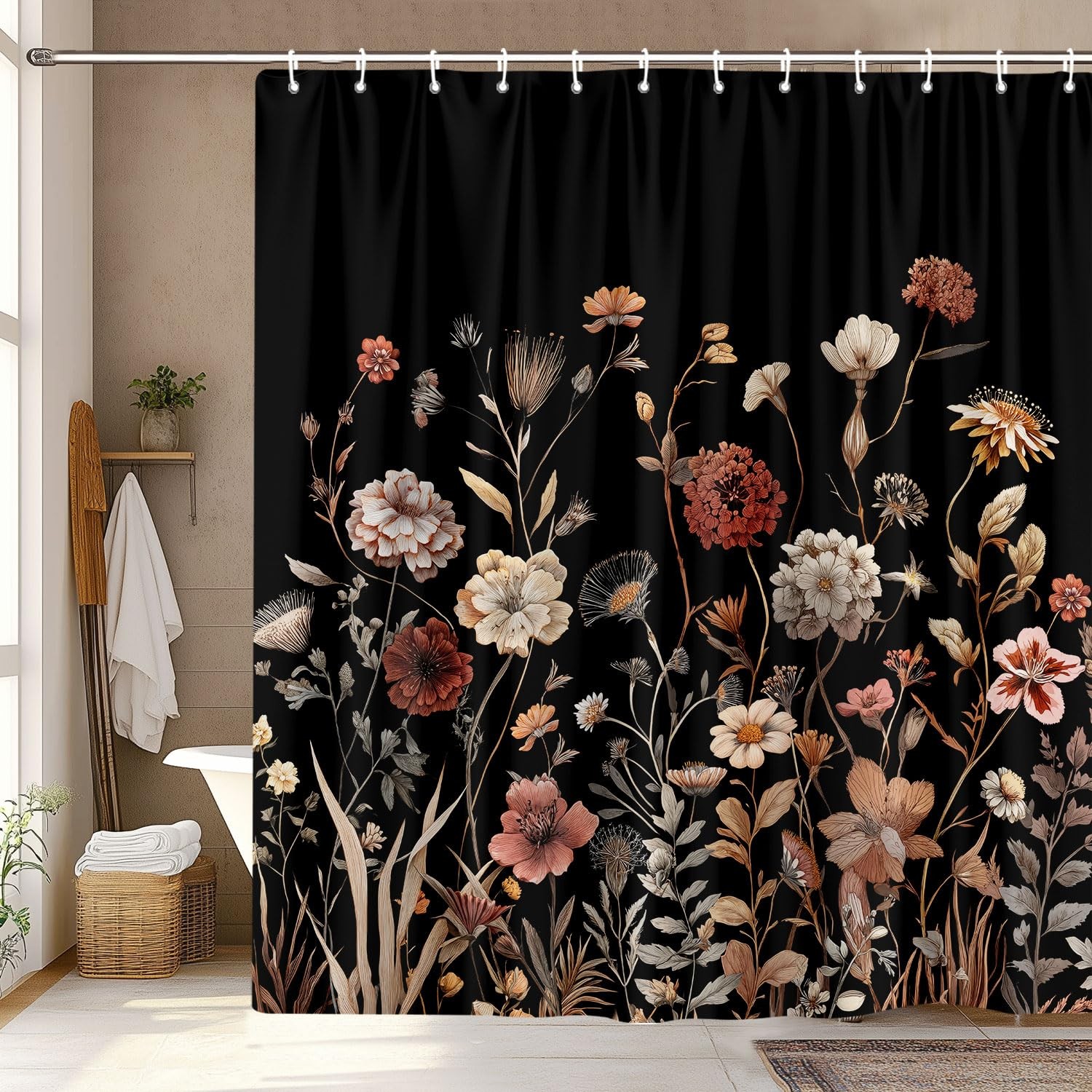 Custom Printed Bath Curtain — custom printed polyester bath curtain detail view