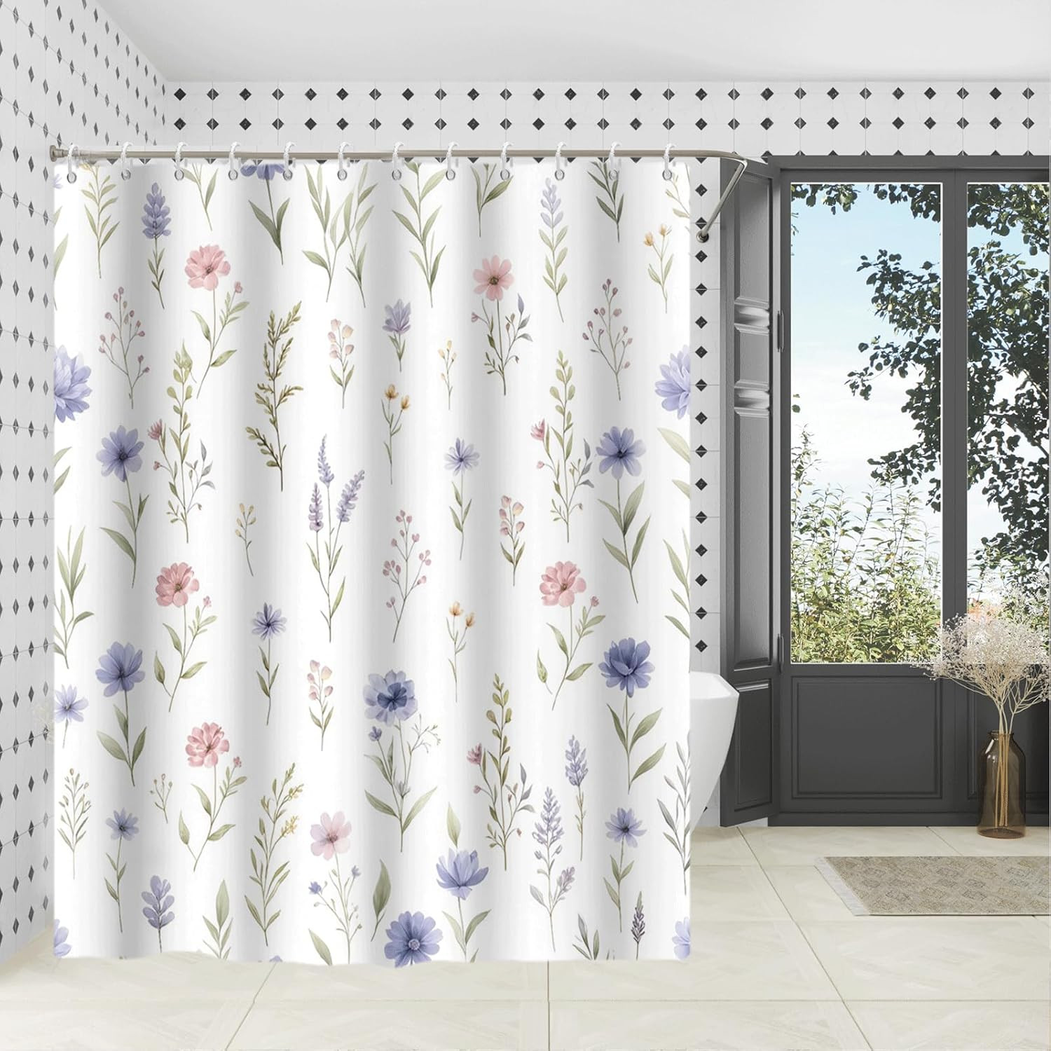 Custom Printed Bath Curtain — custom printed polyester bath curtain detail view