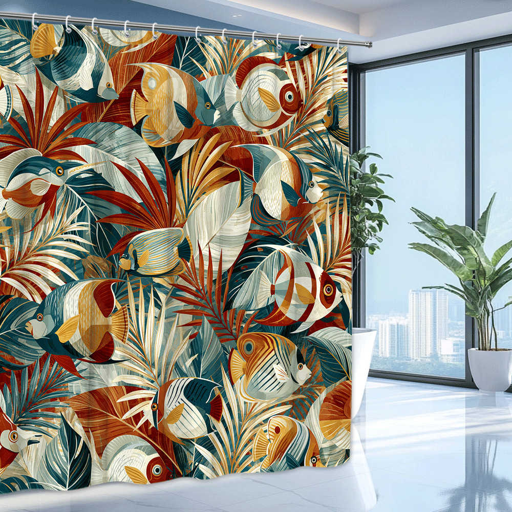 Custom Printed Bath Curtain — custom printed polyester bath curtain detail view