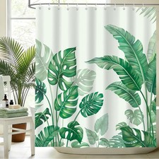 Summer Tropical Green Palm Tree Leaves Shower Curtain 72X72Inch — custom printed polyester bath curtain