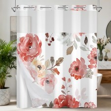 TQUQOBU No Hook Shower Curtains, Fabric Shower Curtain Liner with Weighted Bo... — custom printed polyester bath curtain