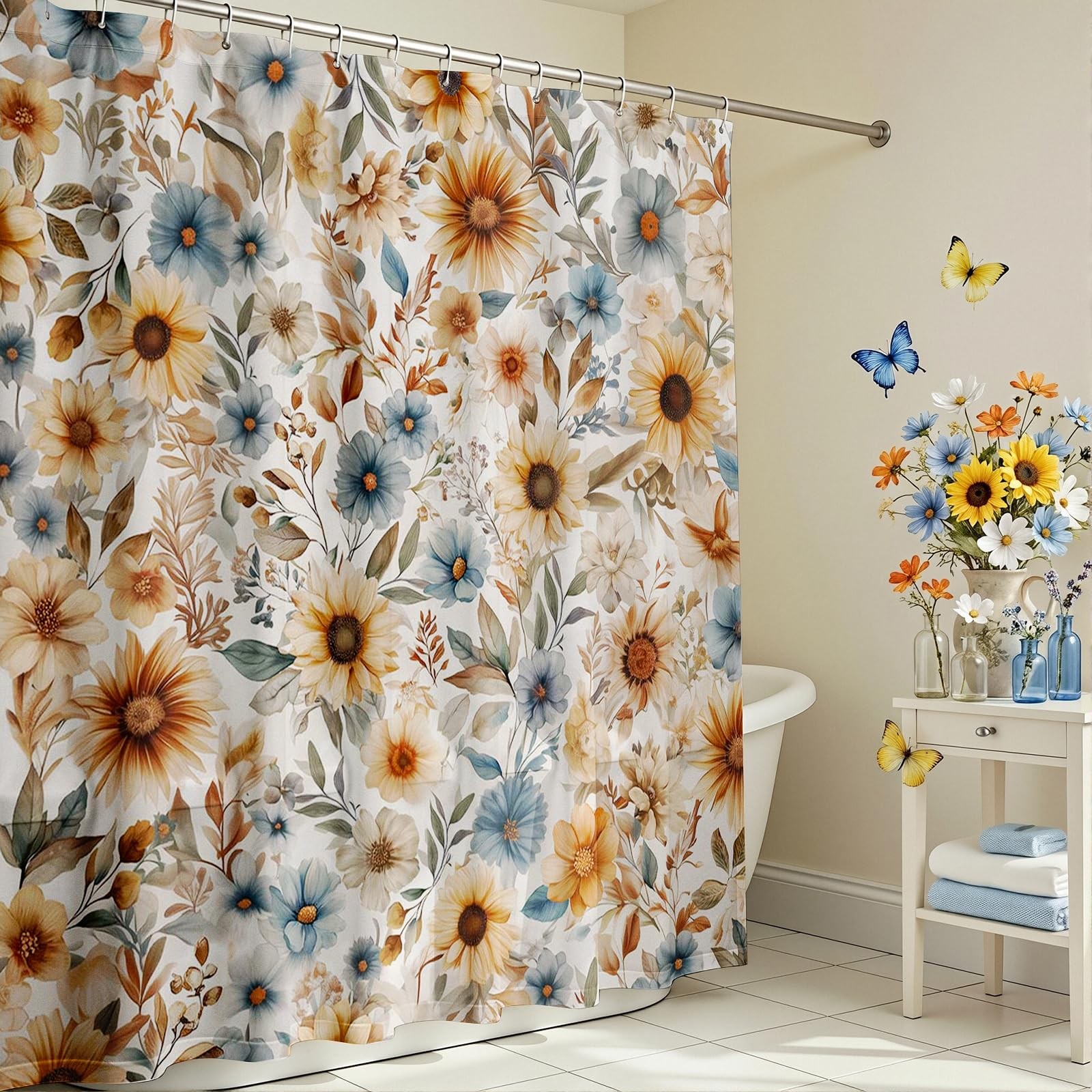 Custom Printed Bath Curtain — custom printed polyester bath curtain detail view