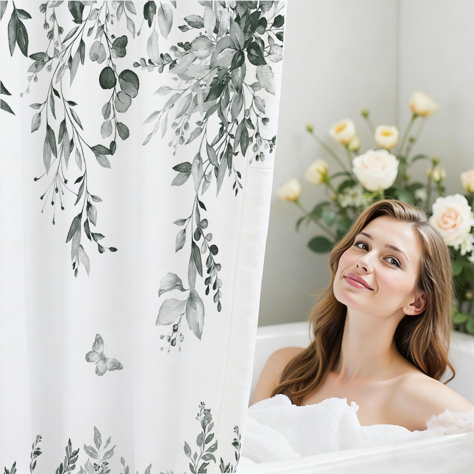 Custom Printed Bath Curtain — custom printed polyester bath curtain detail view