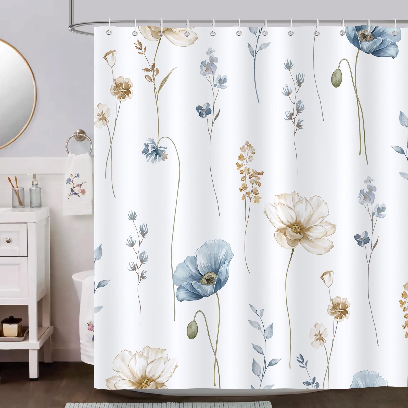 Custom Printed Bath Curtain — custom printed polyester bath curtain detail view