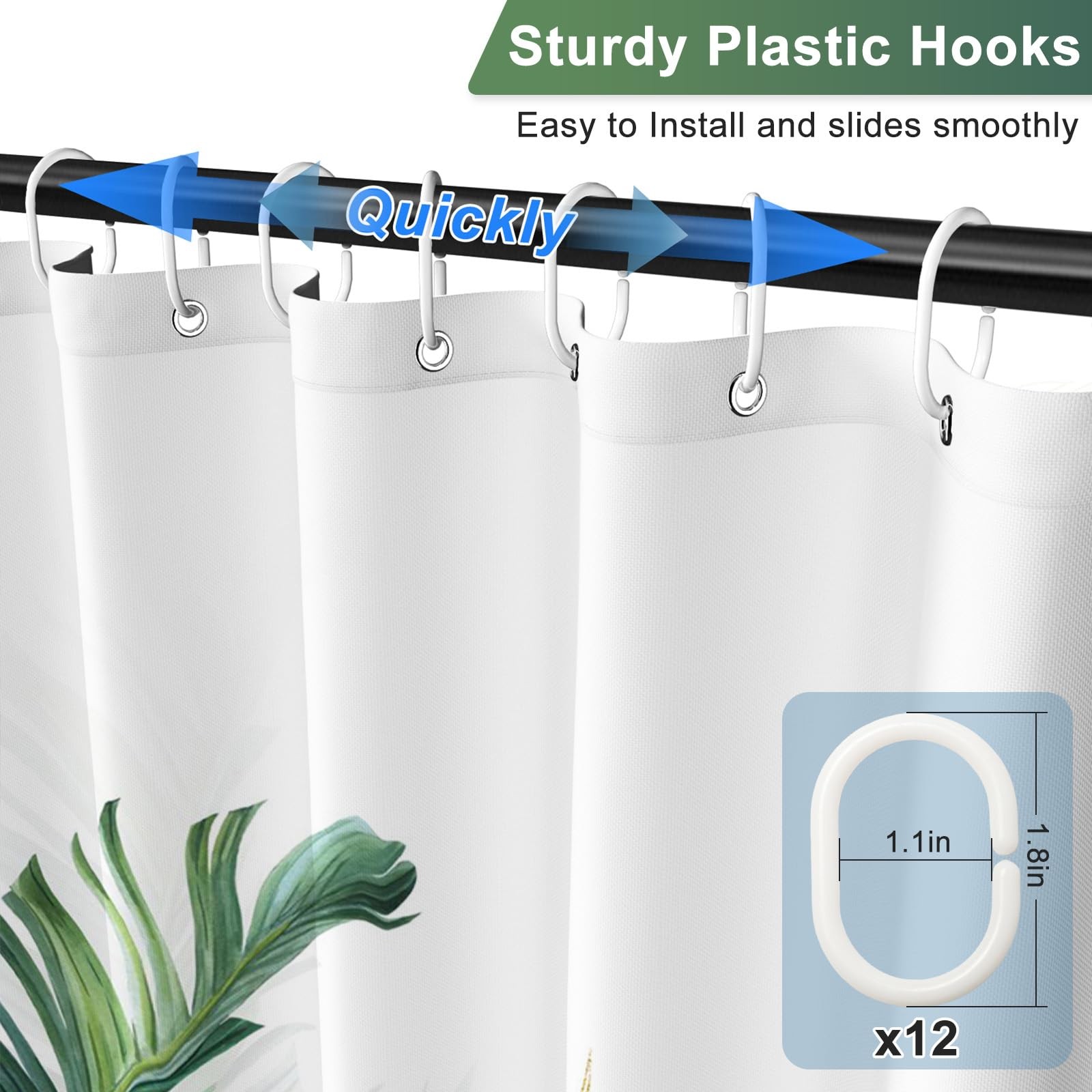 Custom Printed Bath Curtain — custom printed polyester bath curtain detail view