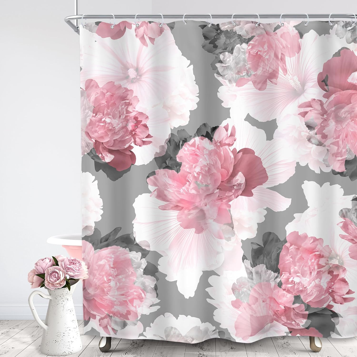 Custom Printed Bath Curtain — custom printed polyester bath curtain detail view